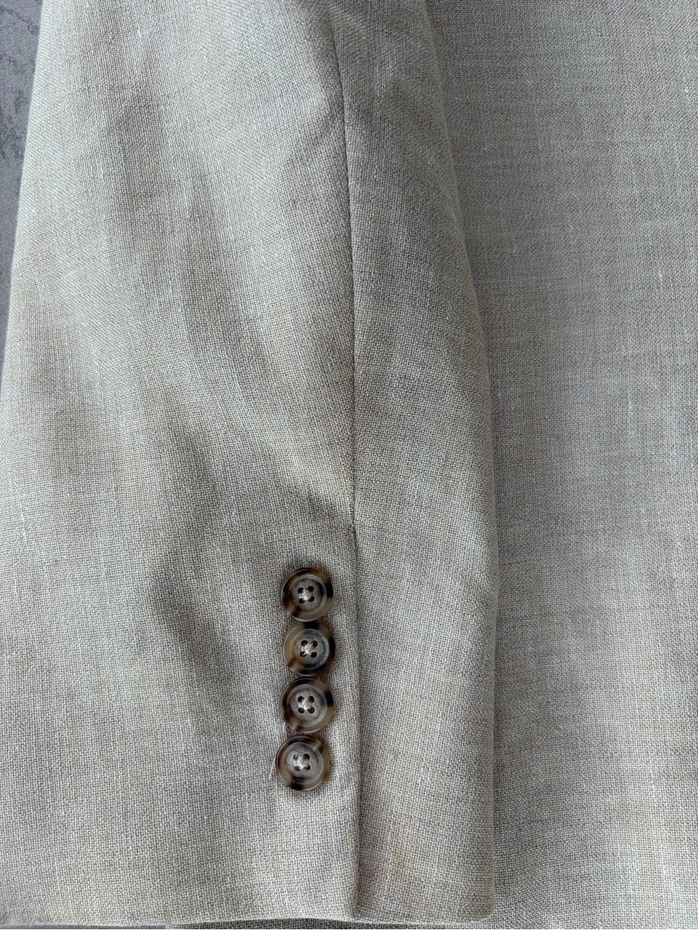Jos A Bank Linen Wool Sport Coat 42 Short Beige Tan 2 Button Blazer